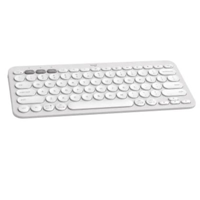Logitech K380 Wireless Keyboard - Compact Pebble Keys in Tonal White for Seamless Typing