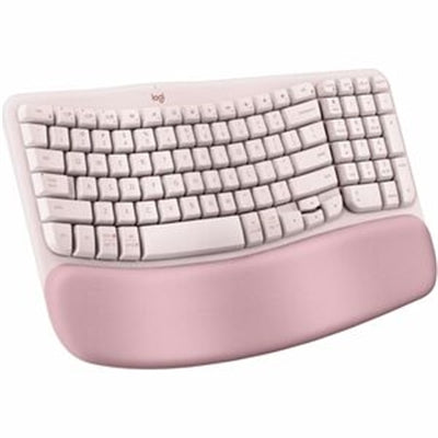 Logitech Wave Keys Wireless Keyboard - Bluetooth, USB, Compatible with PC, Mac, Android, Rose