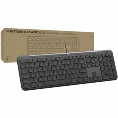 Logitech K620 Signature Slim Wired Keyboard - Multi-OS Compatible, Laptop-Style Keys, Ideal for Business