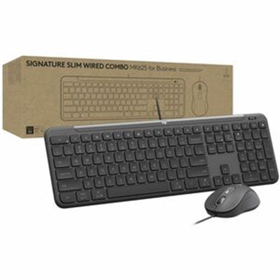 Logitech MK625 Slim Wired Combo - Ambidextrous Mouse & Laptop-Style Keys for Business Use
