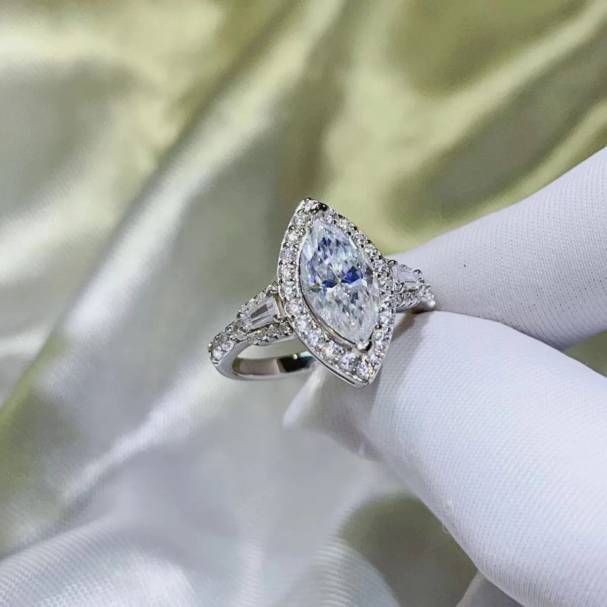 2 Carat Moissanite Ring in 925 Sterling Silver with Platinum-Plated Finish