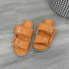 Raw Hem Open Toe Double Buckle Sandals Tangerine