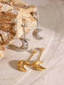 Elegant 18K Gold-Plated Stainless Steel Moon Dangle Earrings - Perfect for Any Occasion - Store 42