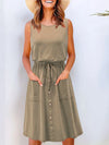 Full Size Round Neck Sleeveless Tank Dress Plus Size Mocha