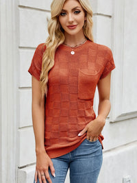 Round Neck Short Sleeve Knit Top