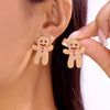 Alloy Gingerbread Man Stud Earrings Mustard One Size