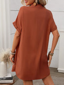 Button Down Short Sleeve Mini Dress