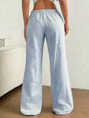 Drawstring Striped Wide Leg Pants