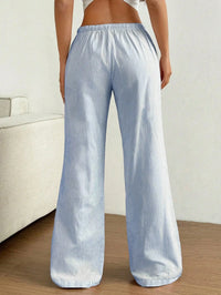 Drawstring Striped Wide Leg Pants