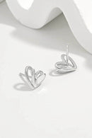 925 Sterling Silver Heart Stud Earrings - Platinum-Plated, Gift-Ready in Matching Box - Store 42