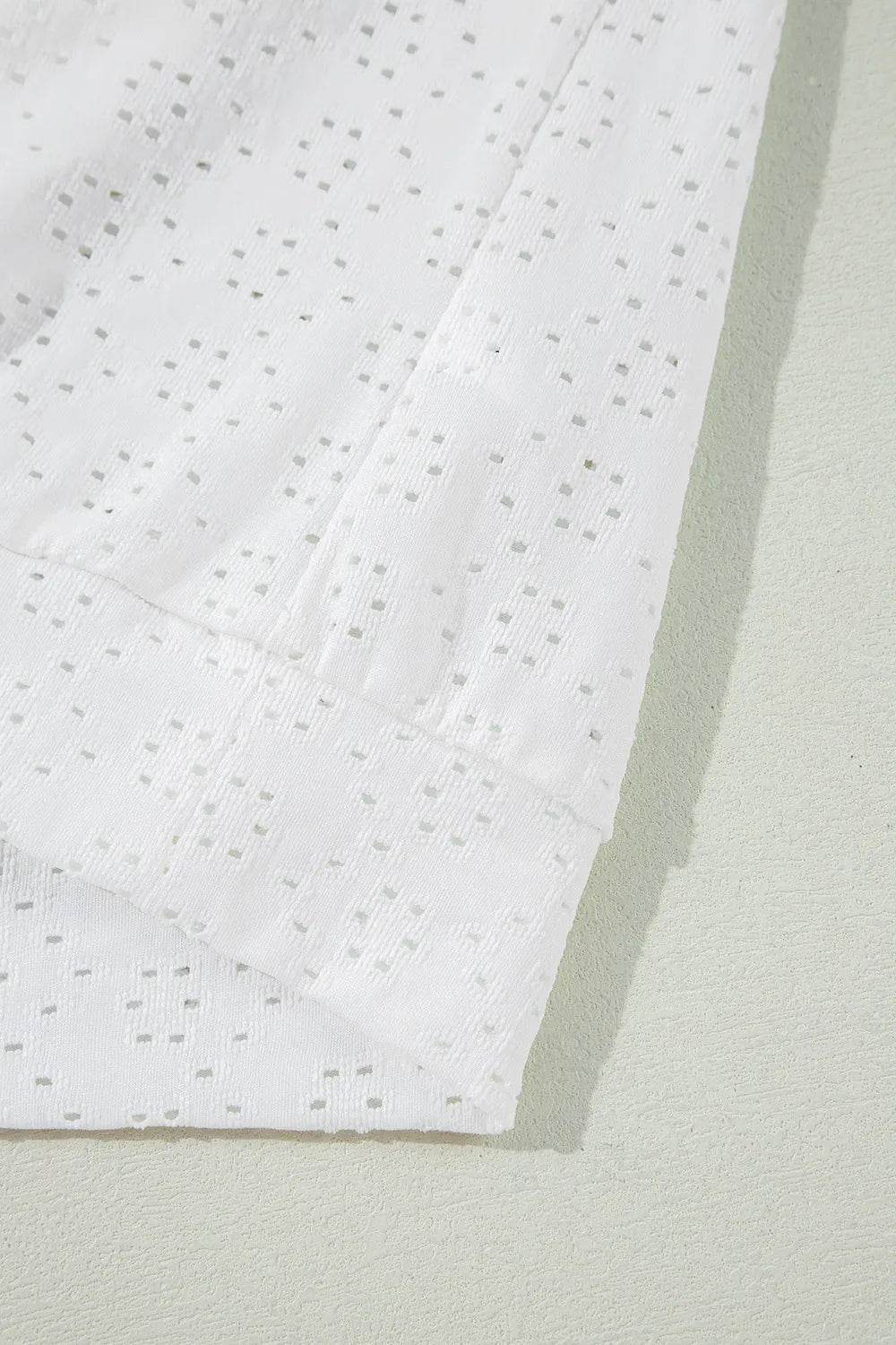 Stylish Eyelet Pattern Boat Neck Tee for Women – Slightly Stretchy, Casual Comfort - Store 42