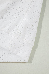 Stylish Eyelet Pattern Boat Neck Tee for Women – Slightly Stretchy, Casual Comfort - Store 42