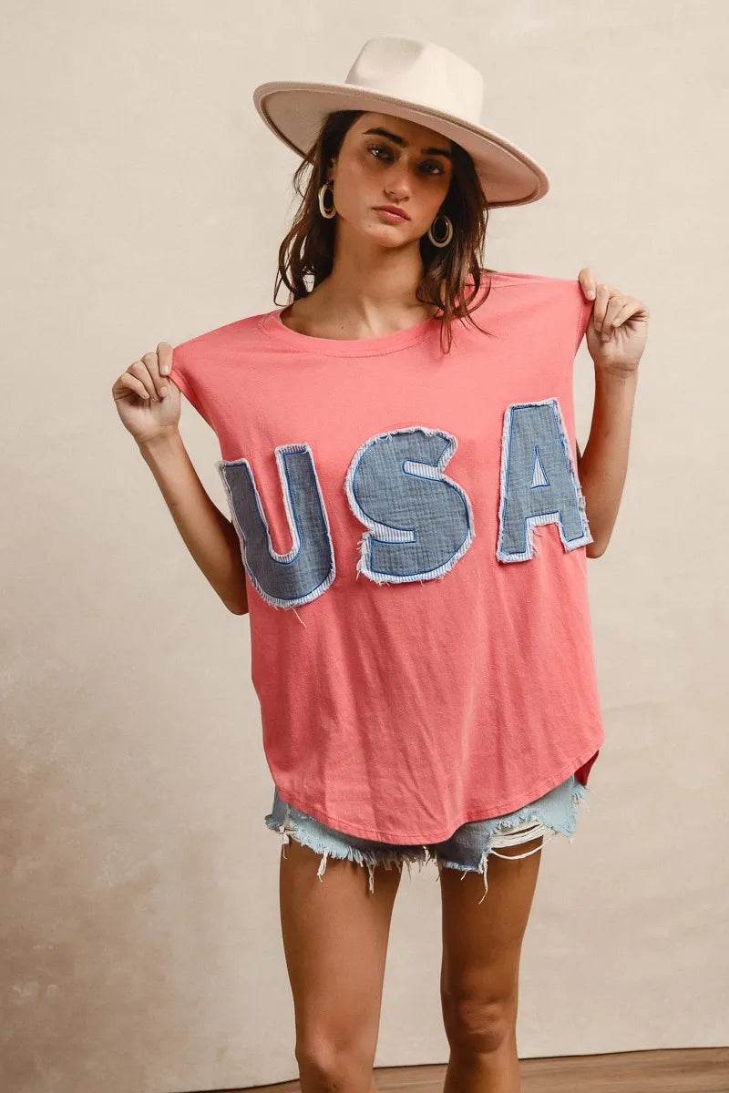 BiBi Washed Jersey With Usa Patched Raw Cut Edge Detail - Store 42
