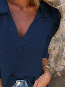 Full Size Johnny Collar Loose Knit Sweater Plus Size - Store 42