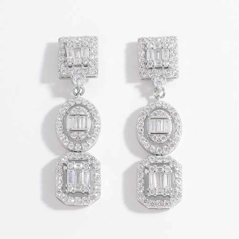 Elegant 925 Sterling Silver Earrings with Inlaid Zircon - Lightweight & Stylish Design
