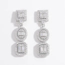 925 Sterling Silver Inlaid Zircon Earrings Silver One Size