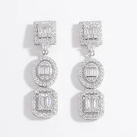 925 Sterling Silver Inlaid Zircon Earrings Silver One Size