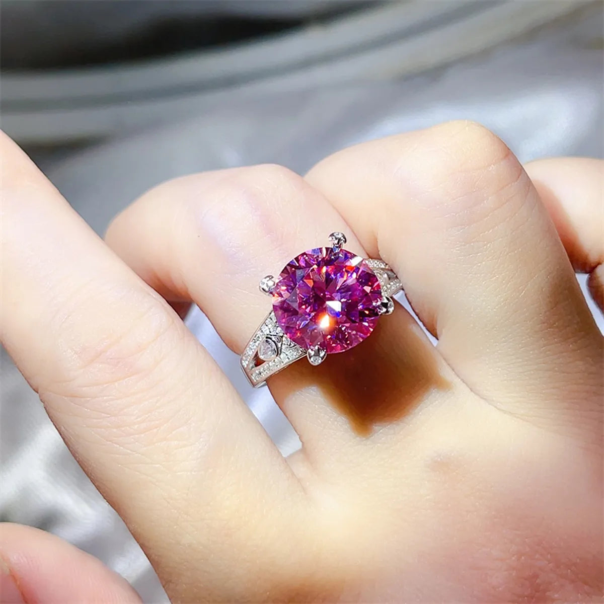 5 Carat Moissanite Ring in 925 Sterling Silver with Certificate & Limited Warranty