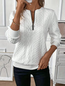 Quarter-Zip Long Sleeve Sweatshirt White