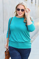 Basic Bae Full Size Round Neck Batwing Sleeve Top - Soft Stretch Rayon Blend, Opaque Design - Store 42