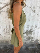 Full Size Button-Front Belted Cami Romper Plus Size - Store 42