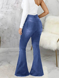 Full Size Distressed Raw Hem Flare Jeans Plus Size - Store 42