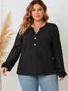 Honey Plus Size Openwork Notched Button Front Blouse - Store 42