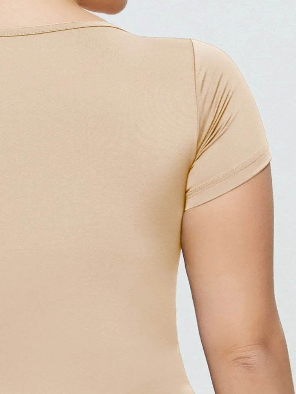 Full Size Square Neck Short Sleeve Bodysuit - Store 42