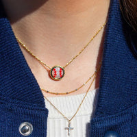 Sporty Element Resin Necklace Baseball Gold One Size
