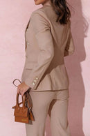 Full Size Lapel Collar Long Sleeve Blazer and Pants Set Plus Size - Store 42