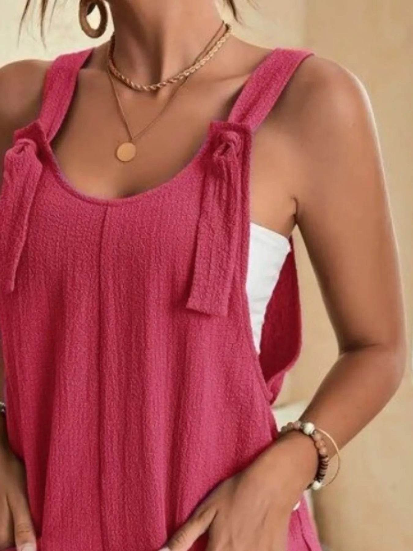 Full Size Knot Strap Romper with Pockets Plus Size - Store 42