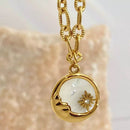 Elegant 18K Gold-Plated Titanium Steel Pendant Necklace with Adjustable Chain and Pearl Shell - Store 42