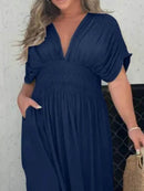 Full Size Deep V-Neck Maxi Dress with Side Slit Plus Size - Store 42