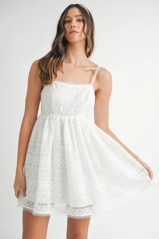 Mable Eyelet Lace Mini Cami Dress - Flowy Babydoll Style, Perfect For Summer Outings