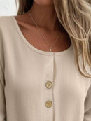 Full Size Button-Front 3/4 Sleeve Casual Blouse Plus Size - Store 42