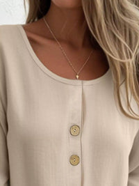 Full Size Button-Front 3/4 Sleeve Casual Blouse Plus Size - Store 42