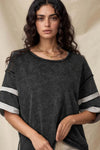 Trendy Contrast Round Neck Half Sleeve T-Shirt - Soft 100% Cotton with Seam Detail - Store 42