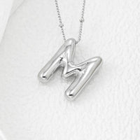 Elegant Copper Bubble Letter Pendant Necklace - Platinum-Plated, 17.7 in Chain Length - Store 42