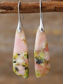 Geometrical Shape Dangle Earrings Pink Yellow Silver One Size