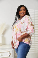 Double Take Floral Round Neck Three-Quarter Sleeve Top - Store 42