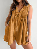 Tied Romper with Pockets Caramel