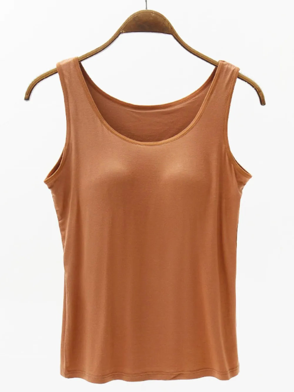 Full Size Wide Strap Modal Tank Top With Built-In Bra - Opaque & Stretchy Comfort