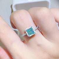 2 Carat 925 Sterling Silver Moissanite Square Shape Ring Silver