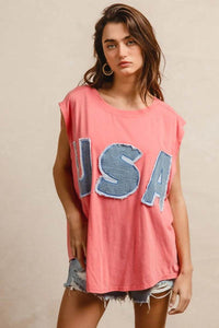BiBi Washed Jersey With Usa Patched Raw Cut Edge Detail - Store 42