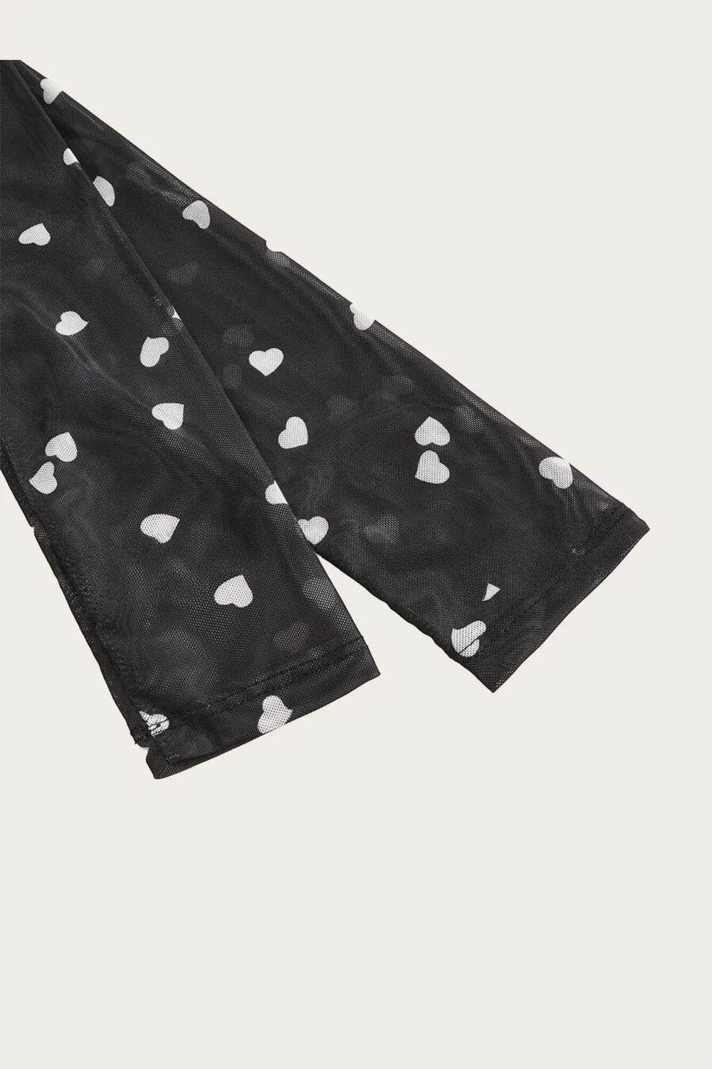 Heart Square Neck Long Sleeve Bodysuit - Store 42