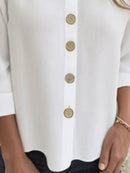 Full Size Button-Front 3/4 Sleeve Casual Blouse Plus Size - Store 42