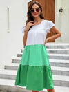 Full Size Color Block Tiered Ruffle Summer Dress Plus Size - Store 42