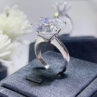 10 Carat Moissanite Ring in 925 Sterling Silver - Elegant Platinum-Plated Design - Store 42