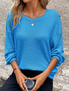 Plus Size Relaxed Fit Waffle Knit Round Neck T-Shirt Royal Blue