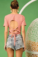 BiBi Rib Knit with Back Cross and Tied Detailed Top - Store 42